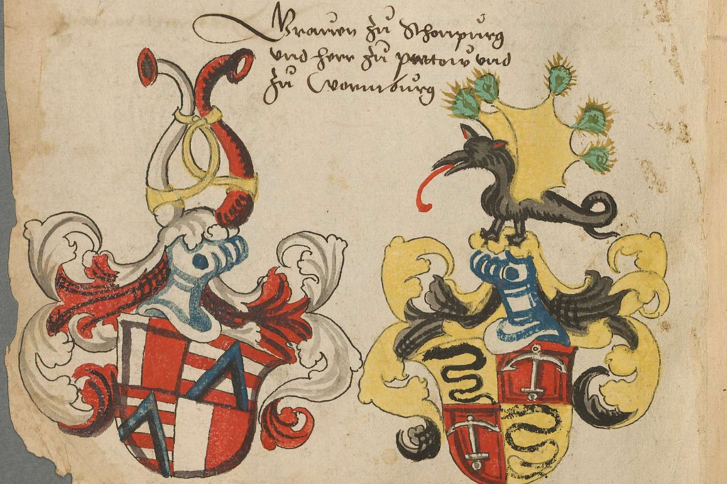 Grb grofov Schaunberških in gospodov Ptujskih (Wappen deutscher Geschlechter - BSB Cod.icon. 311, zadnja četrtina 15. st.)